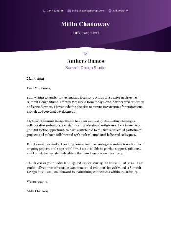 Junior Architect Cover Letter