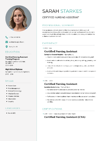 Certified Nursing Assistant Resume Certified Nursing Assistant Resume