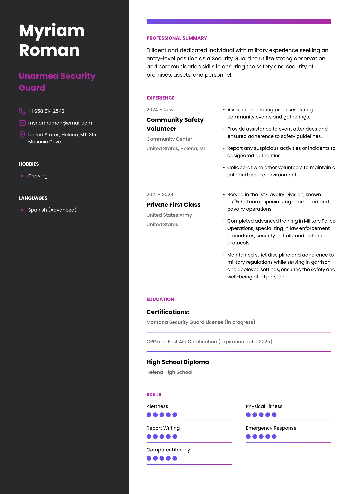 Unarmed Security Guard Resume Unarmed Security Guard Resume