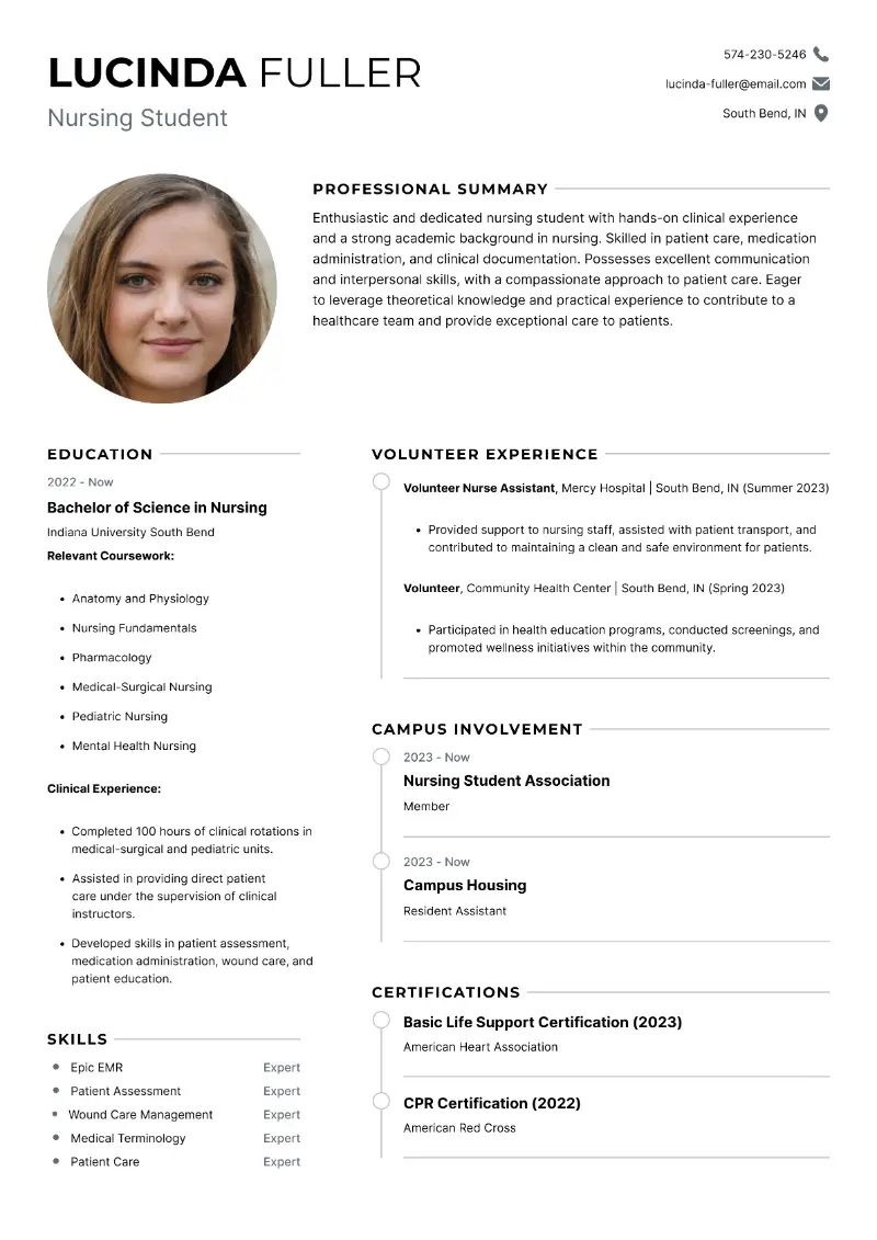 Nursing Student Resume