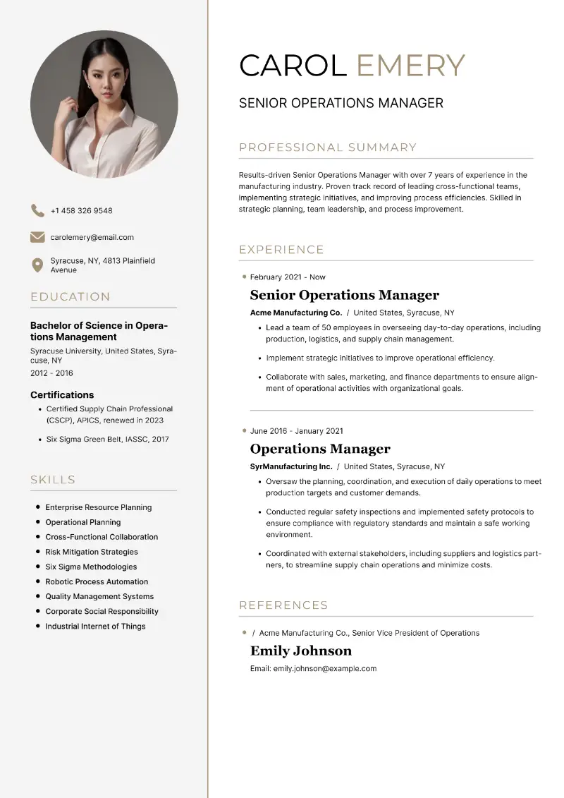 Operations Manager Resume Examples and Tips for 2024
