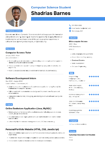 Computer Science Student Resume Computer Science Student Resume