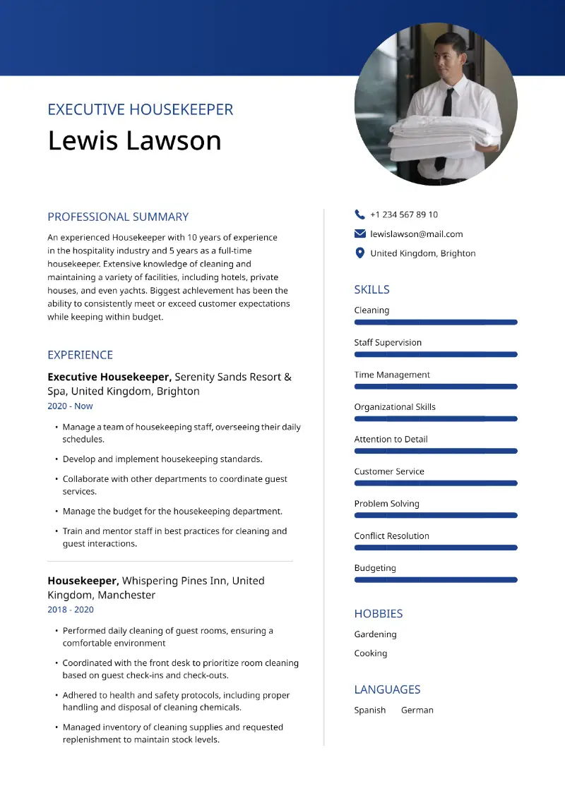 Executive Housekeeper Resume Executive Housekeeper Resume