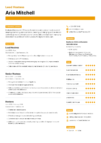 Lead Hostess Resume Lead Hostess Resume