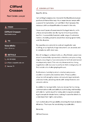 Real Estate Lawyer Cover Letter Real Estate Lawyer Cover Letter