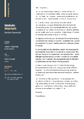 Dental Ceramist Cover Letter Dental Ceramist Cover Letter