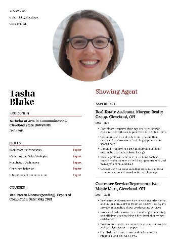 Showing Agent Resume Showing Agent Resume