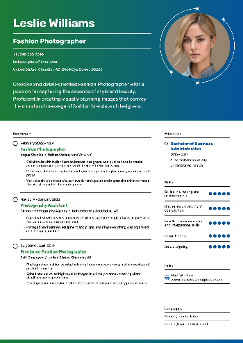 Fashion Photographer Resume Fashion Photographer Resume