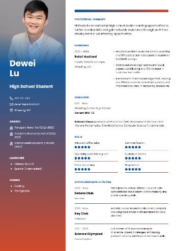 High School Student Resume High School Student Resume